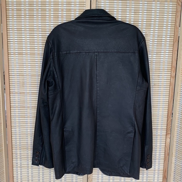 Zara man dark brown genuine leather blazer-jacket, size XL - Picture 6 of 14